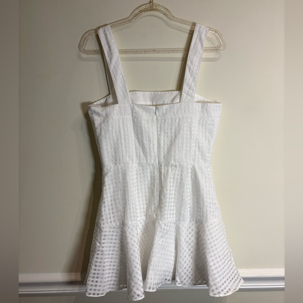 Amanda Uprichard Annalise Gingham Organza Mini Dress in White Size Medium - Picture 6 of 9